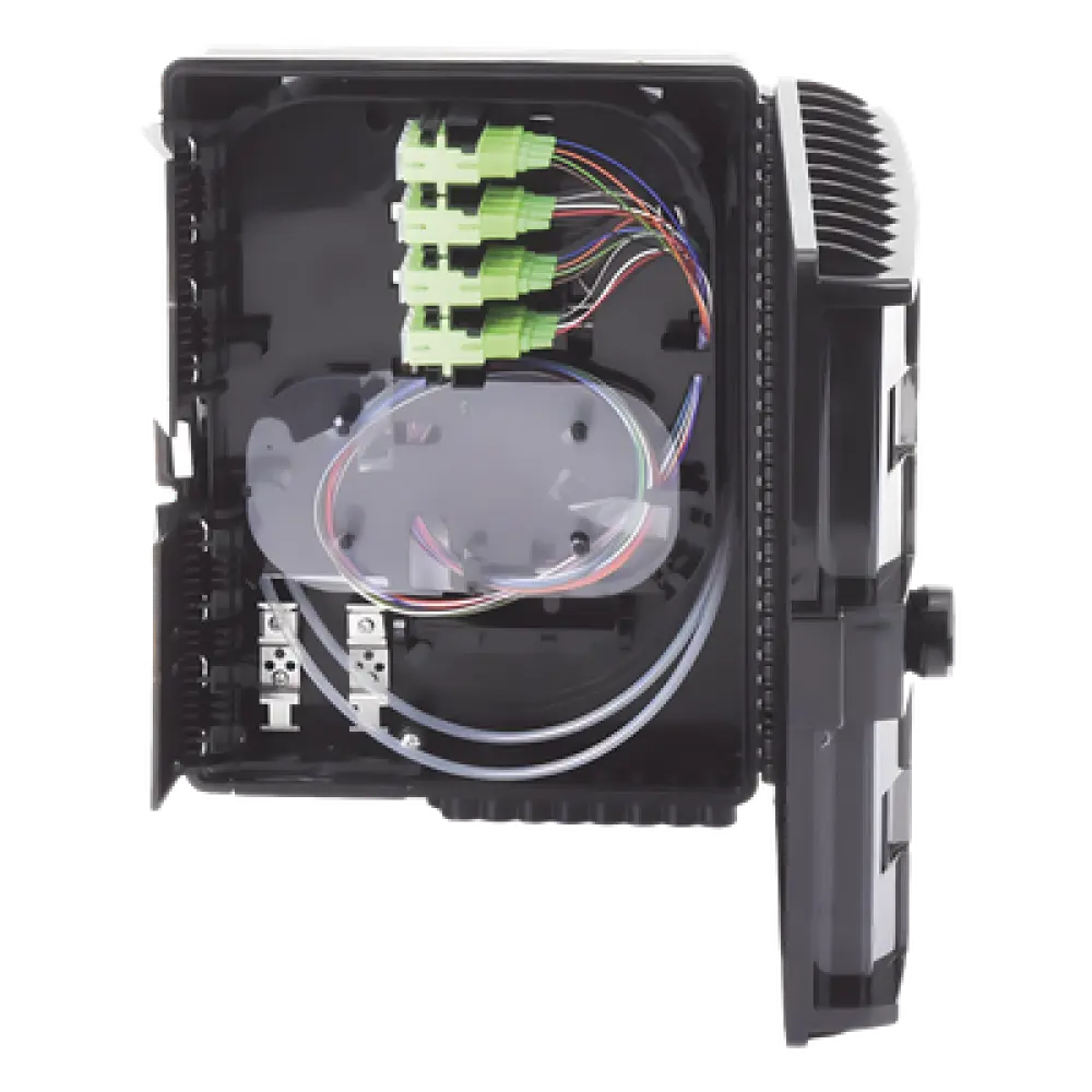 Caja de Empalme para Fibra Óptica / 24 Fusiones / 16 Puertos Drop FTTx / IP65 / Splitter 1x16 SC/APC / -40°C a +85°C