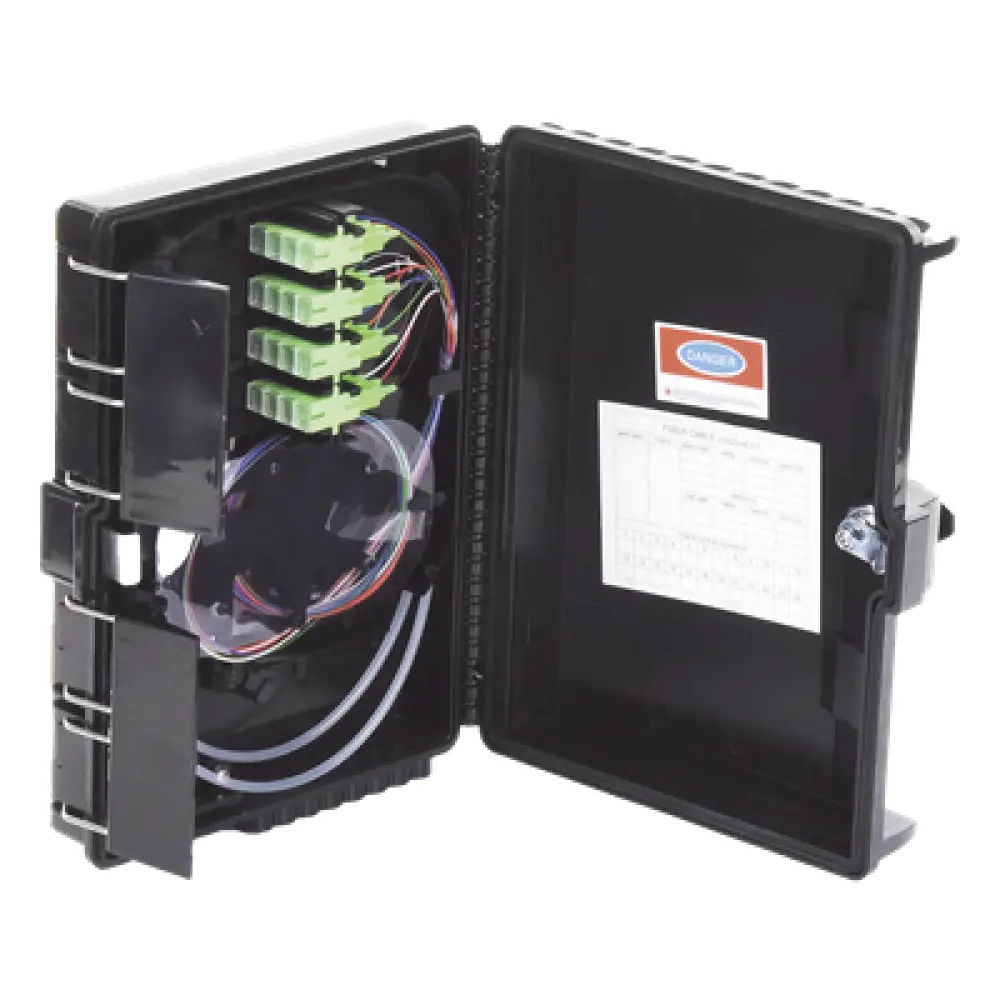 Caja de Empalme para Fibra Óptica / 24 Fusiones / 16 Puertos Drop FTTx / IP65 / Splitter 1x16 SC/APC / -40°C a +85°C