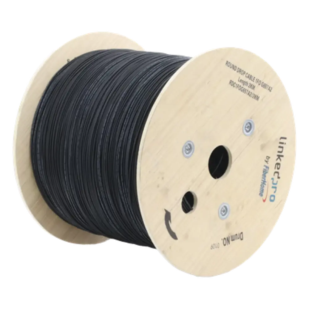 Carrete de Fibra Óptica Aérea Drop / G.657A2 / Monomodo 1 Hilo / Forro LS0H 3 mm / 2 km (6,562 ft) / Figura 0