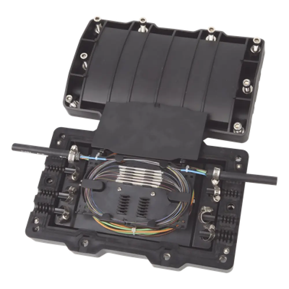 Caja de Distribución de Fibra Óptica Horizontal / 48 Empalmes / IP68 / 0.92 x 0.59 x 0.28 ft