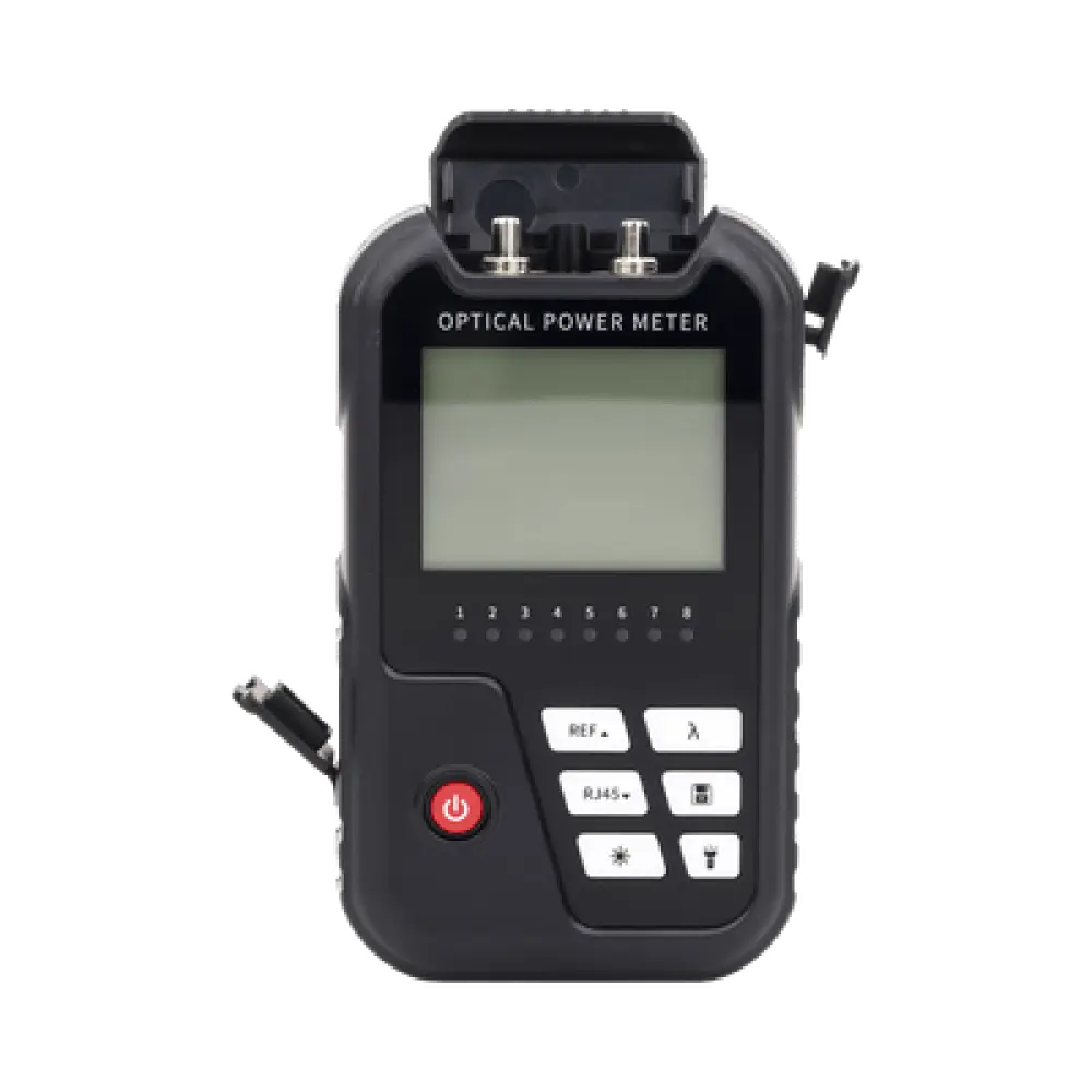 Medidor de Potencia Óptica / Rango -50dBm a 26dBm / Detector InGaAs 800-1700nm / VFL 2mW 650nm / Probador RJ45 hasta 300m / 120h Operación Continua