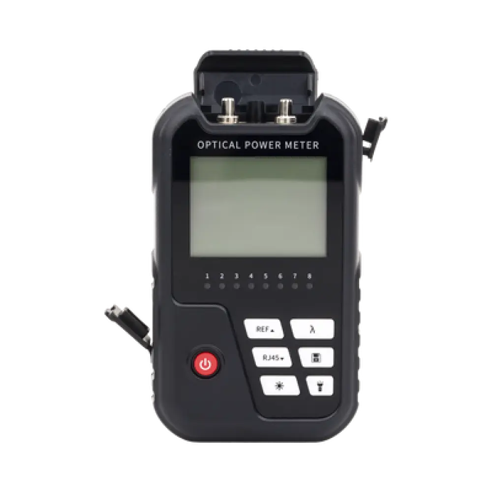 Medidor de Potencia Óptica / Rango -50dBm a 26dBm / Detector InGaAs 800-1700nm / VFL 2mW 650nm / Probador RJ45 hasta 300m / 120h Operación Continua