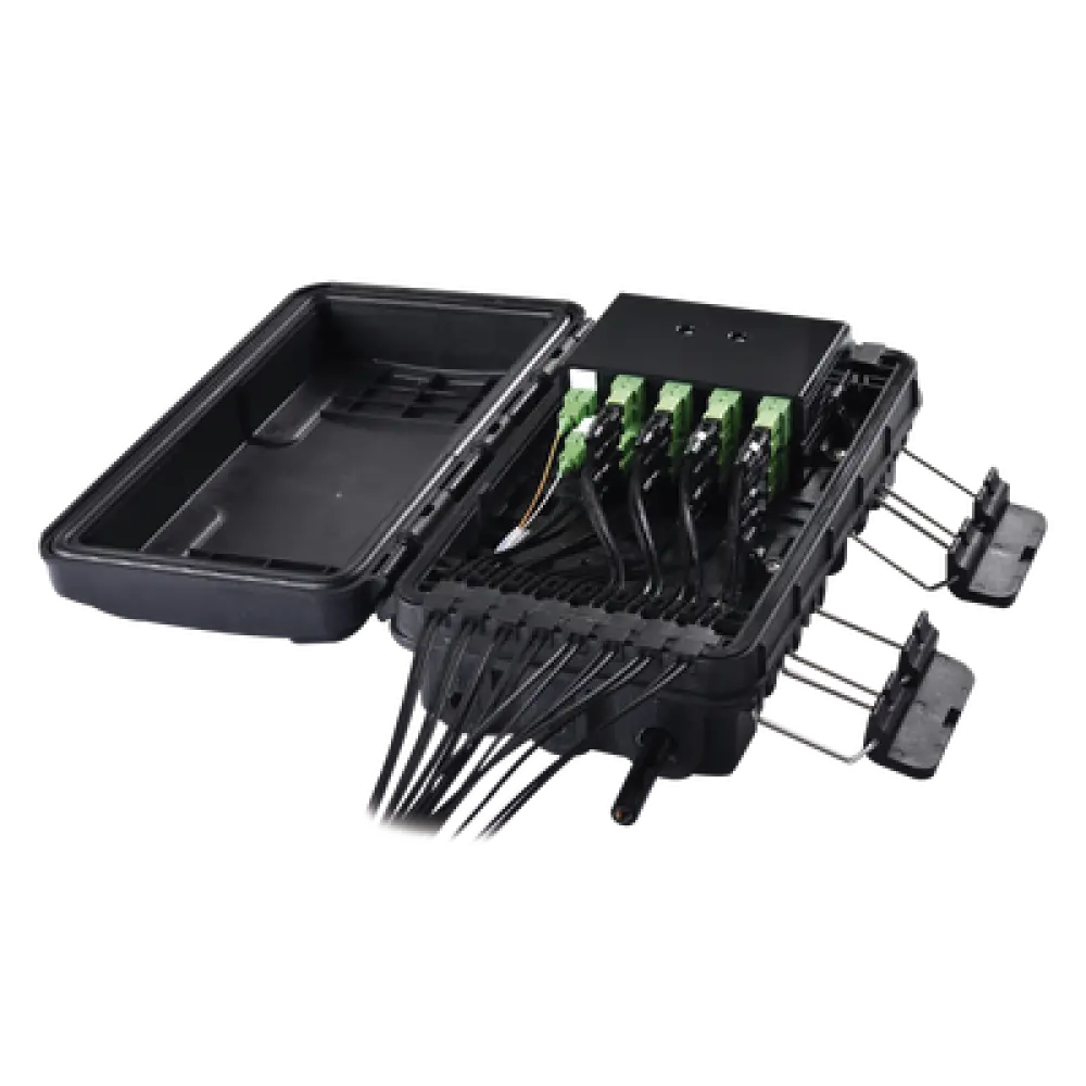 Caja de Distribución de Fibra Óptica / 24 Empalmes / 16 Puertos SC/APC Simplex / IP65 / 16 Salidas Drop