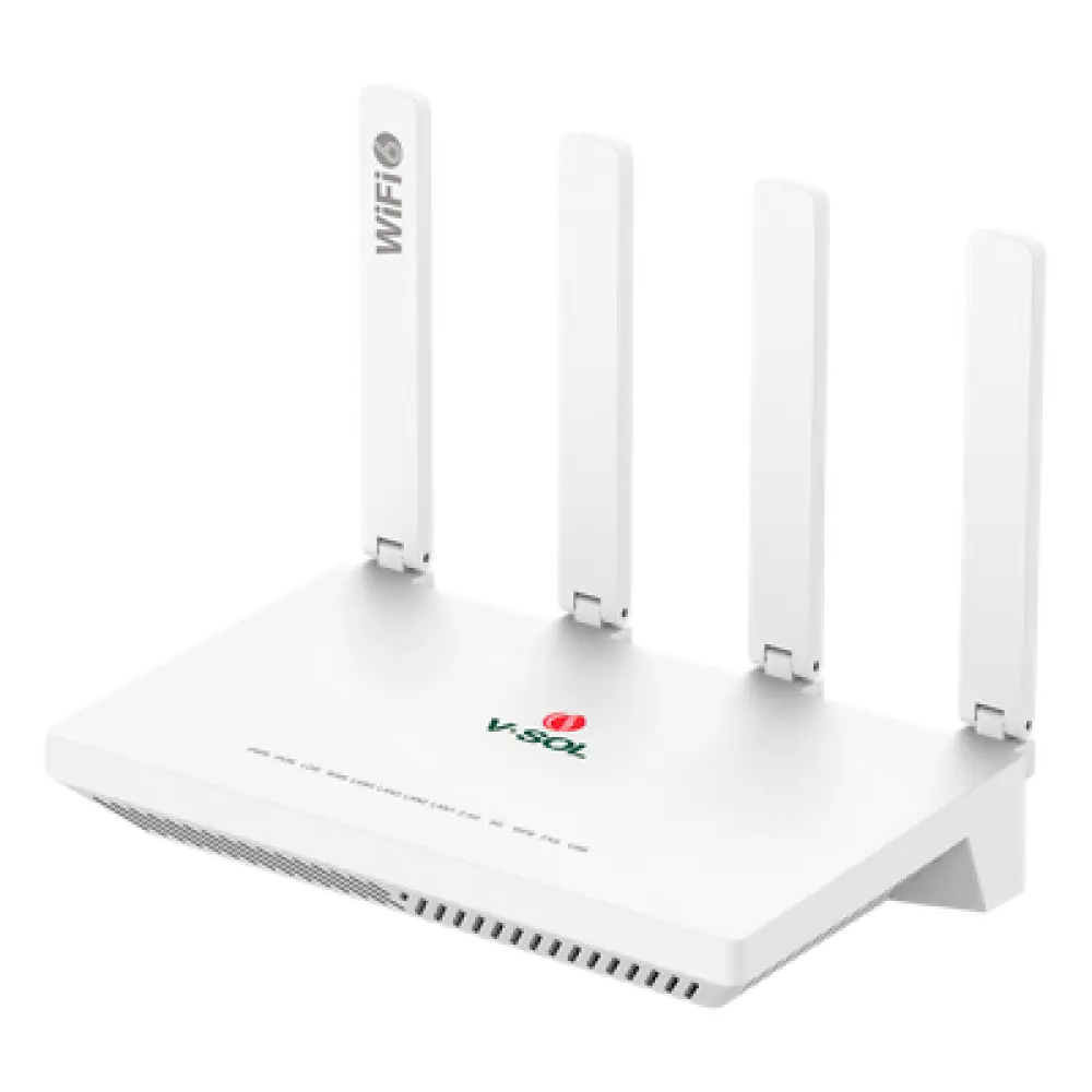 ONU xPON Wi-Fi 6 AX1500 / 4 Puertos Gigabit / Puerto PON SC/UPC / 4 Antenas 5 dBi / 18W / 10.2 × 6.2 × 1.8 in