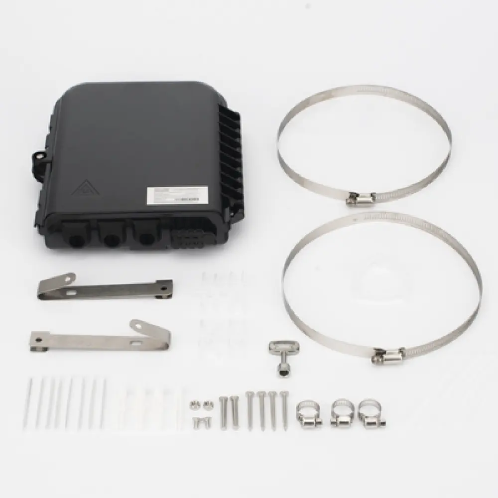 Caja de Empalme FTTx / 24 Fusiones / Splitter 1x8 SC/APC / 8 Acopladores SC/APC / 3 Puertos Troncal / IP65 / Interior-Exterior