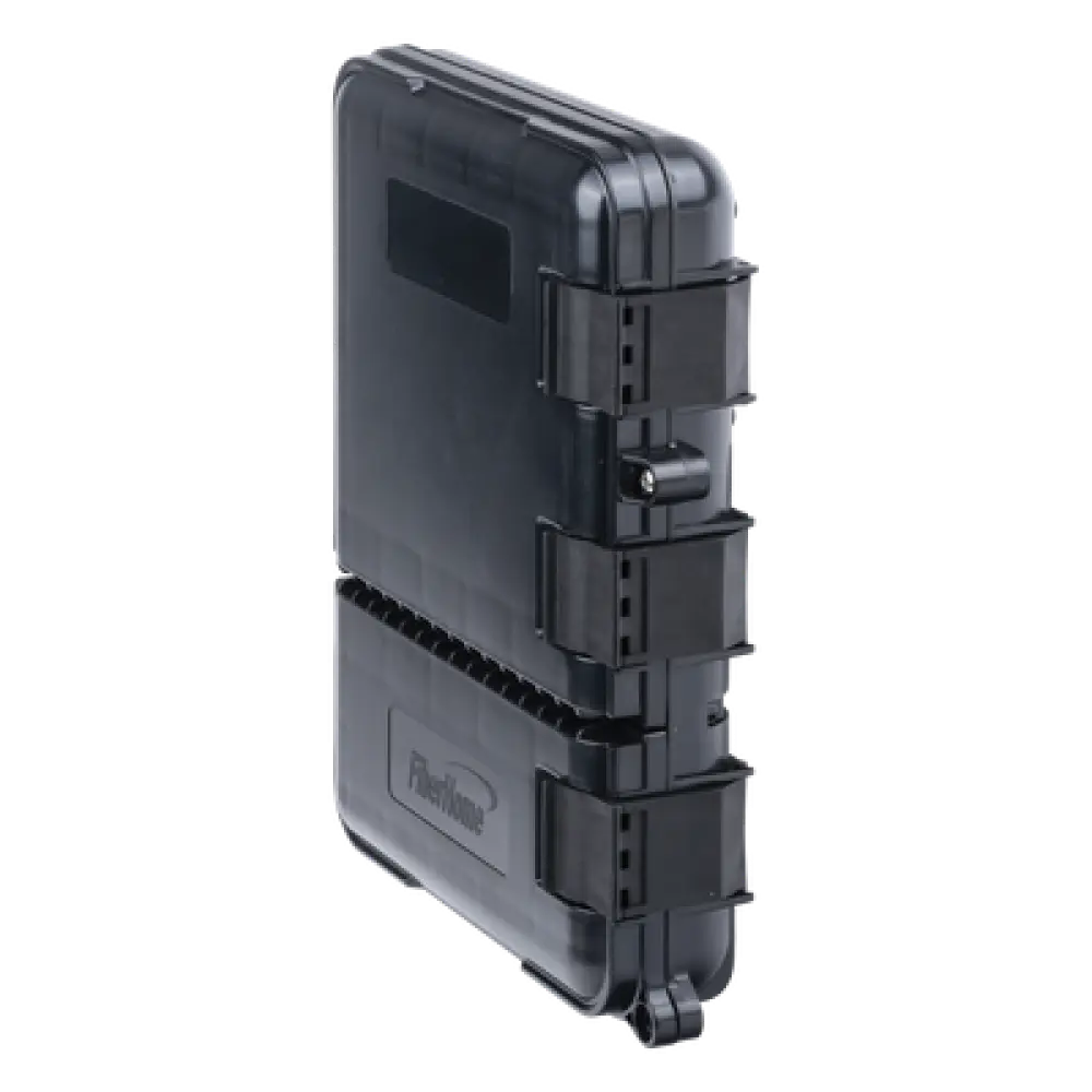 Caja de Distribución de Fibra Óptica / 24 Empalmes / 8 Acopladores SC/APC Simplex / IP55 Exterior / Montaje en Poste