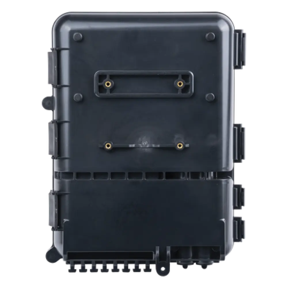 Caja de Distribución de Fibra Óptica / 24 Empalmes / 8 Acopladores SC/APC Simplex / IP55 Exterior / Montaje en Poste