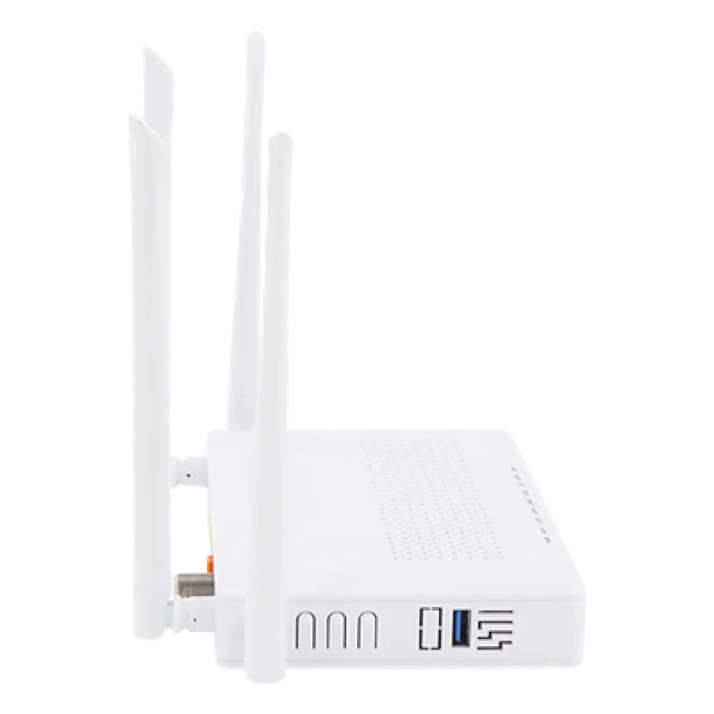 ONU Dual PON / Wi-Fi Doble Banda AC1200 / 2 Puertos Gigabit / Puerto CATV con AGC / 4 Antenas de Alta Ganancia / Gestión Remota OLT
