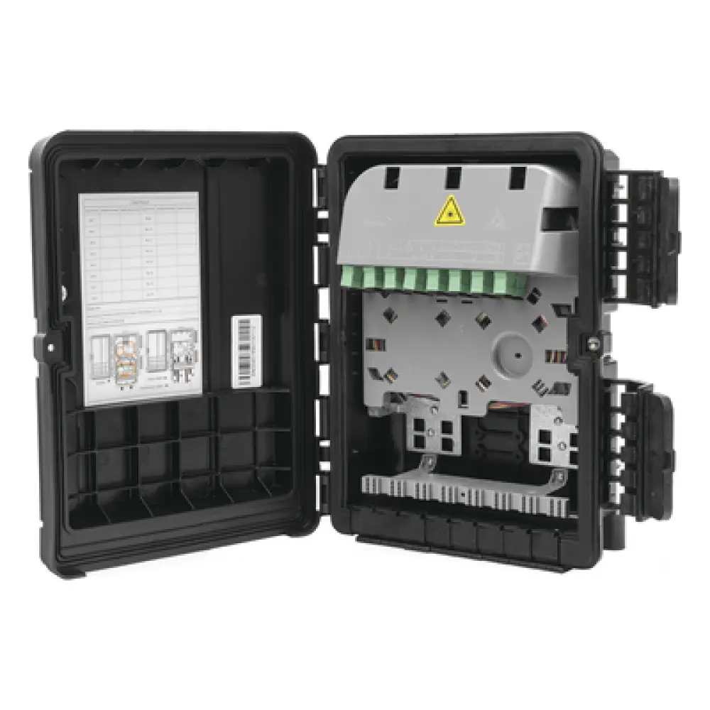 Cierre de Empalme para Fibra Óptica / 20 Fusiones / IP65 / 8 Acopladores SC/APC / Splitter 1x8 / Exterior / Poste