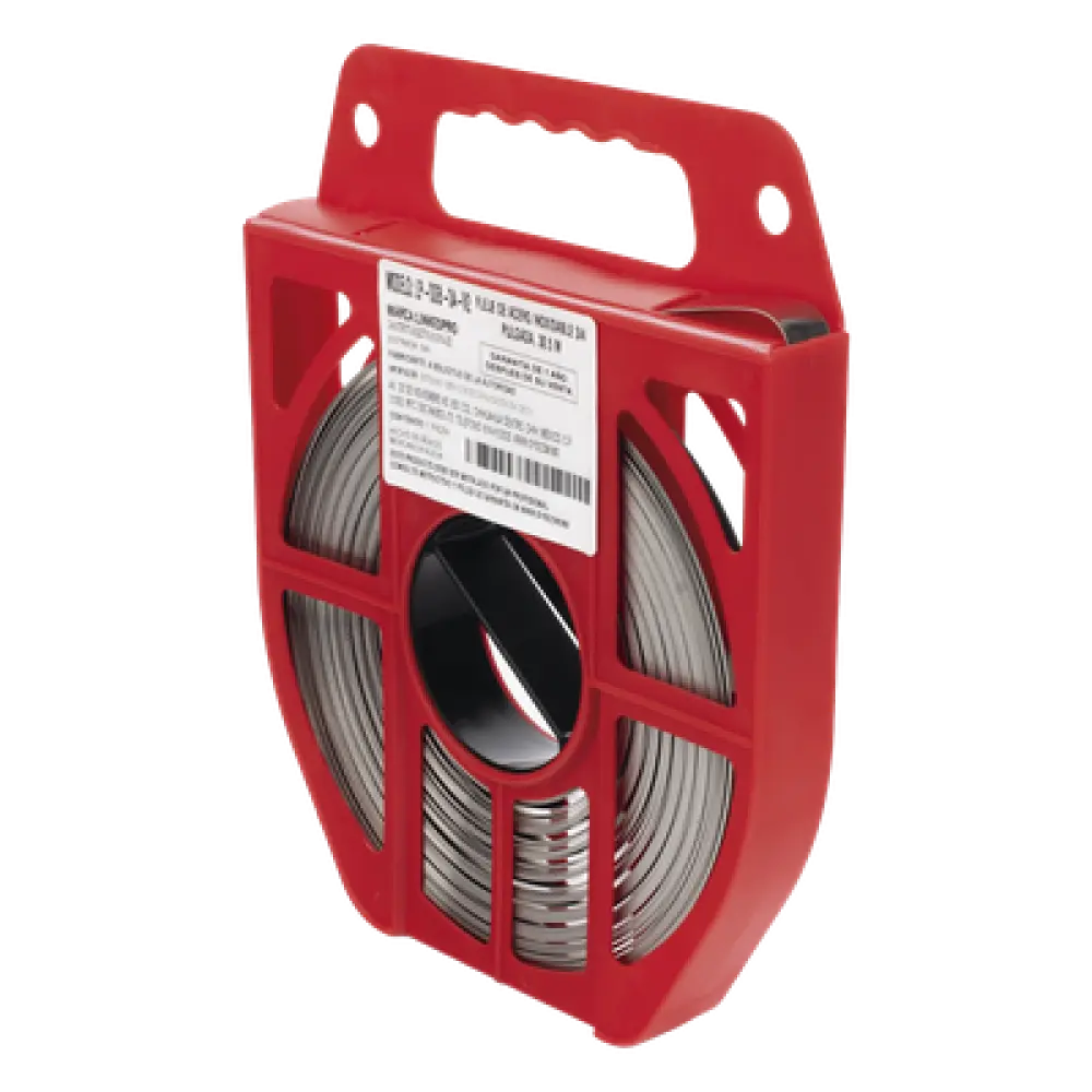 Fleje de Acero Inoxidable / Ancho 3/4 pulgadas / Grosor 0.70 mm / Largo 30.5 m (100 ft) / Resistencia 7.5 kN