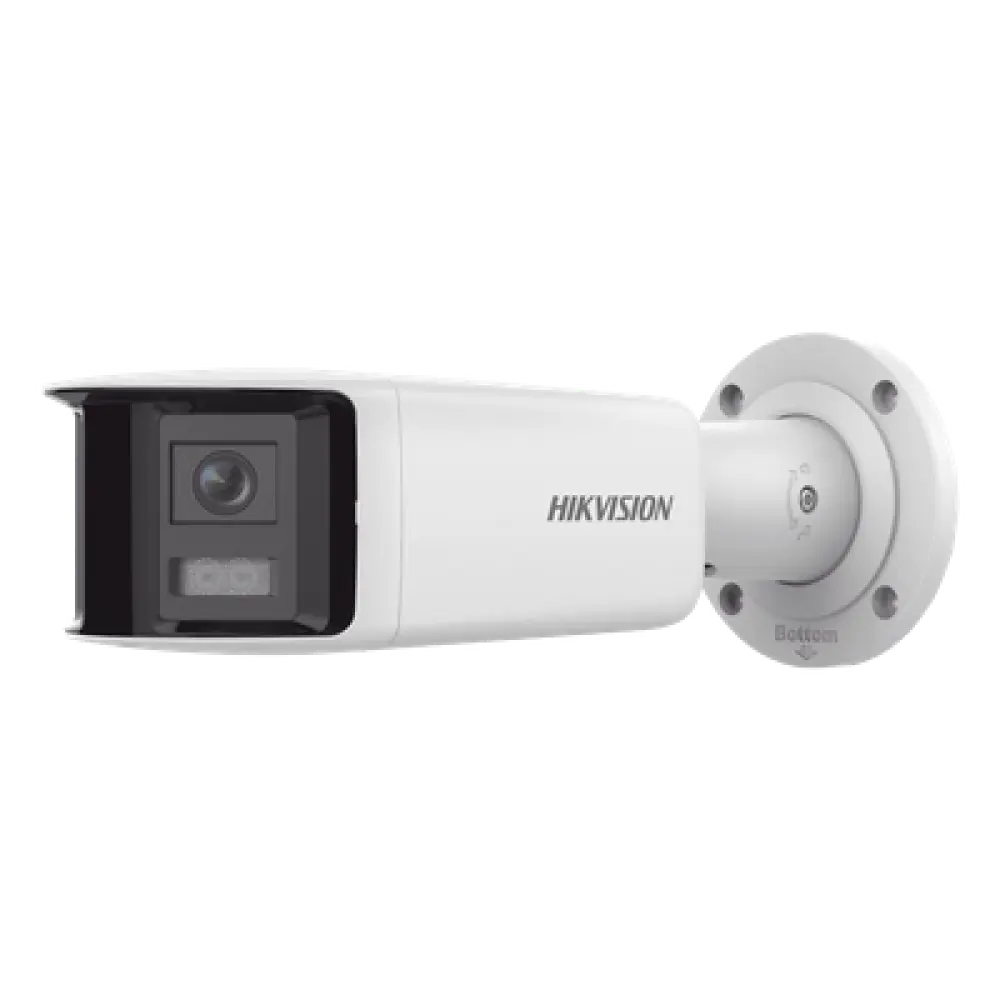 Cámara Bala IP / 4 Megapixel / Dual Lente 2.8 mm / Panorámica 180° / IR 40 m (131.2 ft) / WDR 120 dB / IP67 / Audio Bidireccional / PoE