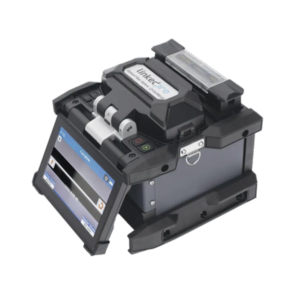Fusionadora de Fibra Óptica / Alineación por Núcleo / 6 Motores / 5 s por Empalme / 360 Empalmes por Carga / GPS con SIM / 4G y Nube / Pantalla Táctil 5"