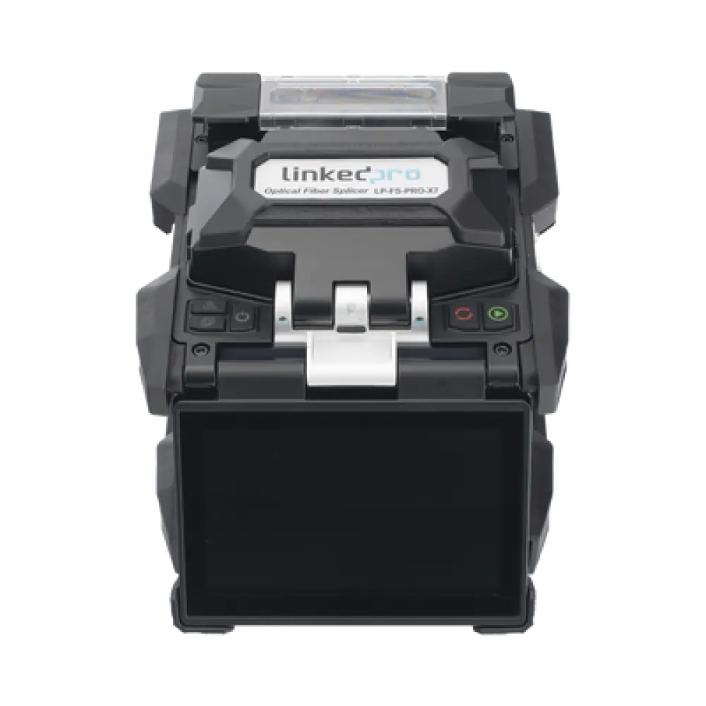 Fusionadora de Fibra Óptica / Alineación por Núcleo / 6 Motores / 5 s por Empalme / 360 Empalmes por Carga / GPS con SIM / 4G y Nube / Pantalla Táctil 5"