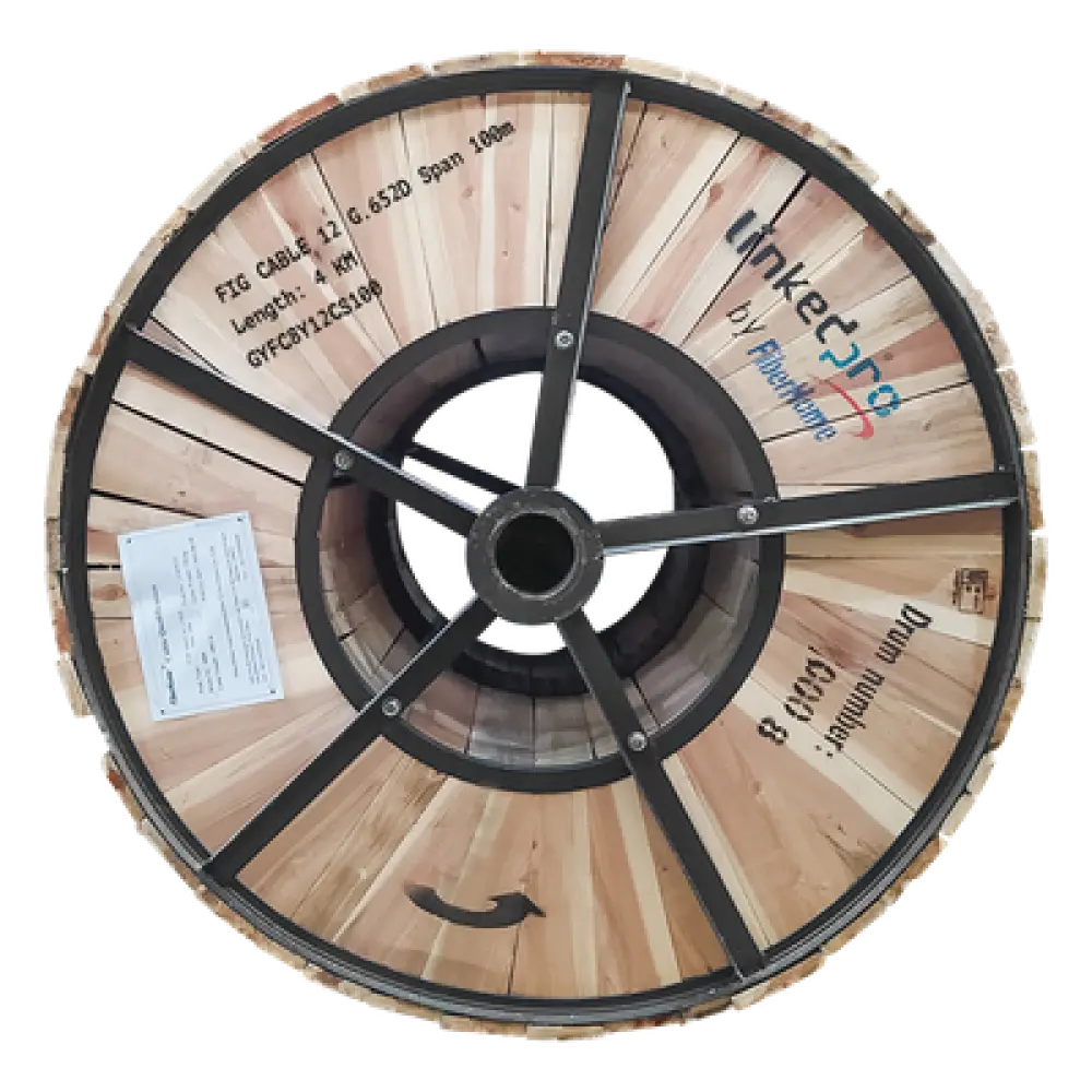 Carrete de Fibra Óptica Aérea Figura 8 / G.652D Monomodo / 12 Hilos / Span 100 m / 4 km / 13,123 pies