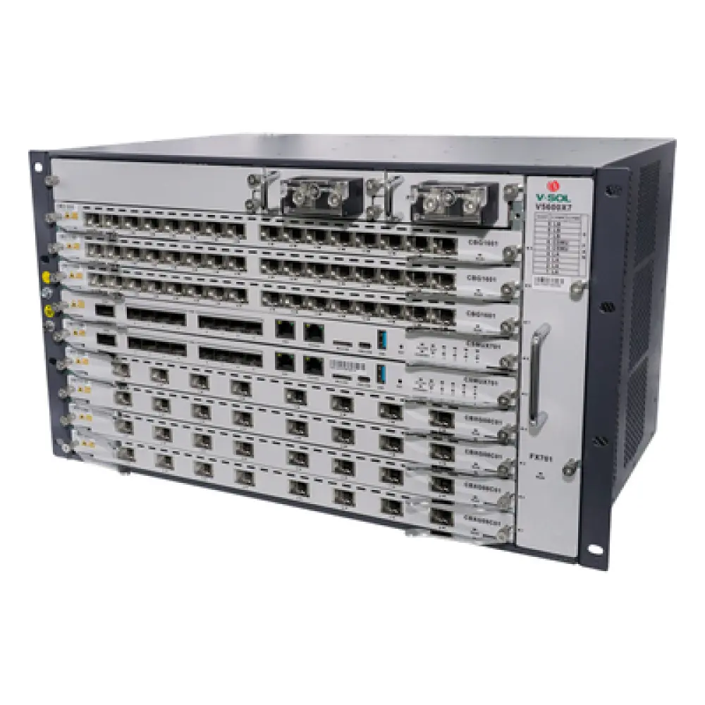 OLT Modular Chasis / 7 Ranuras de Servicio / GPON/XGS-PON Combo / 16 Puertos GPON / Intercambio en Caliente / Redundancia 24/7