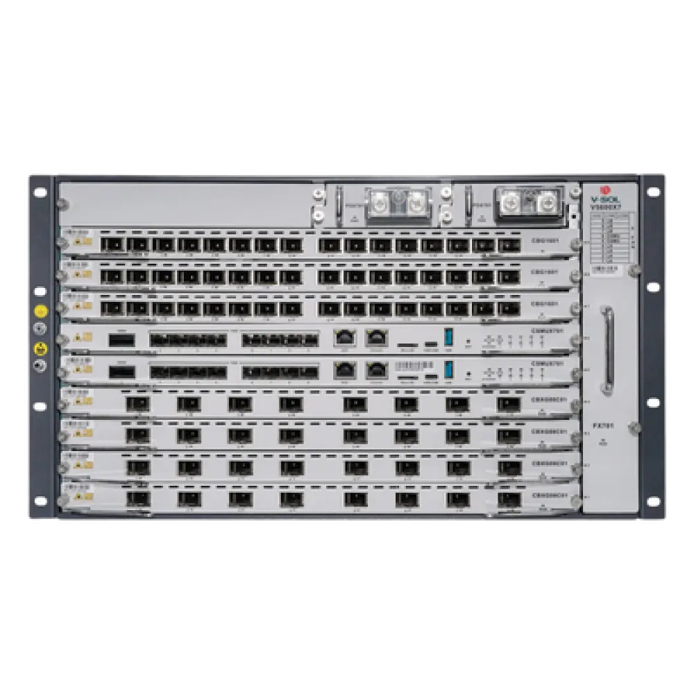 OLT Modular Chasis / 7 Ranuras de Servicio / GPON/XGS-PON Combo / 16 Puertos GPON / Intercambio en Caliente / Redundancia 24/7