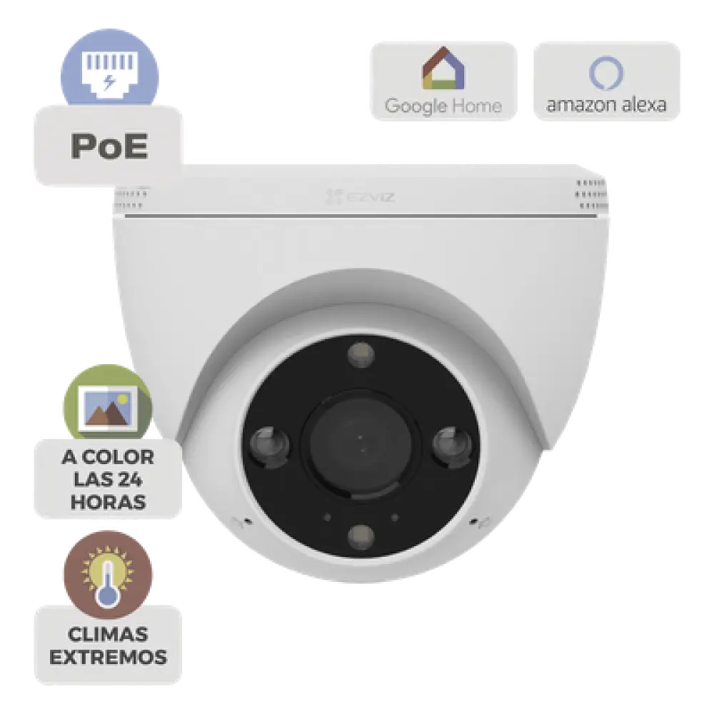 Cámara IP Bullet PoE / 3 Megapixel 2K / Visión Nocturna Color 30 m (98.4 ft) / Detección IA Humano/Vehículo / Audio Bidireccional / Defensa Activa / IP67