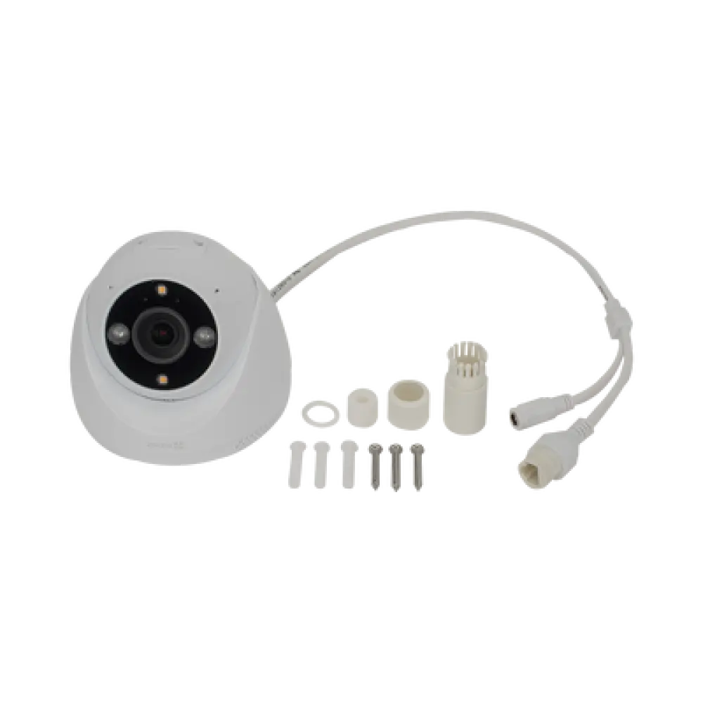 Cámara IP Bullet PoE / 3 Megapixel 2K / Visión Nocturna Color 30 m (98.4 ft) / Detección IA Humano/Vehículo / Audio Bidireccional / Defensa Activa / IP67