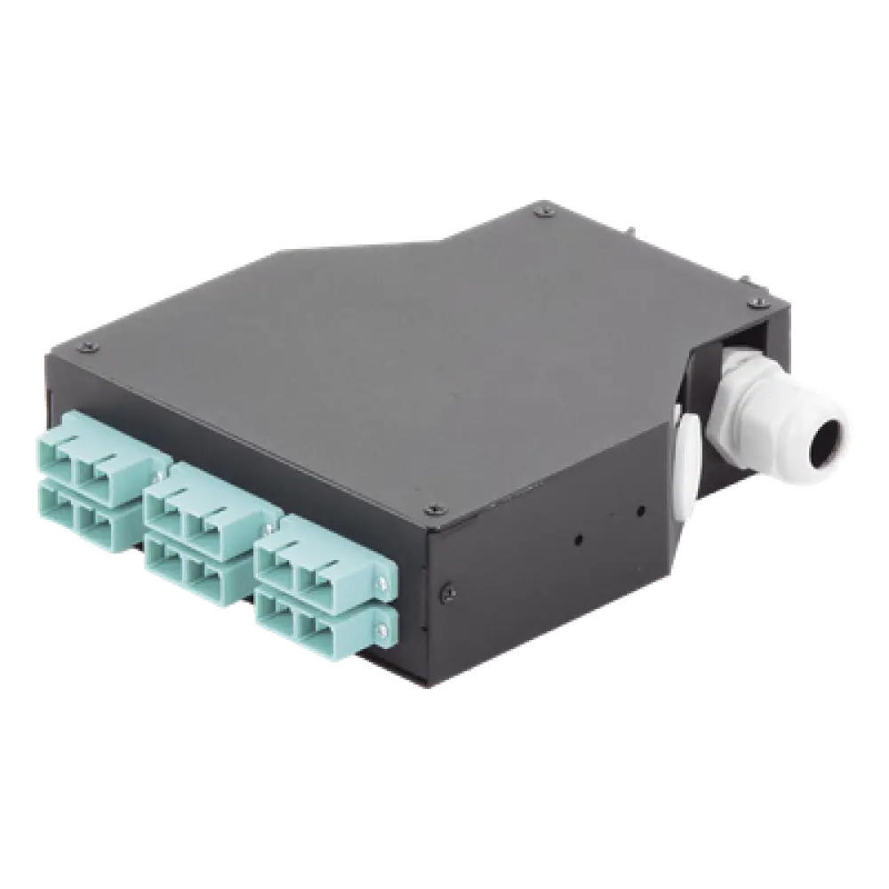 Distribuidor de Fibra Óptica / Riel DIN / 6 Acopladores SC/UPC / Multimodo / 24 Fusiones / 0.13 x 0.41 x 0.47 ft