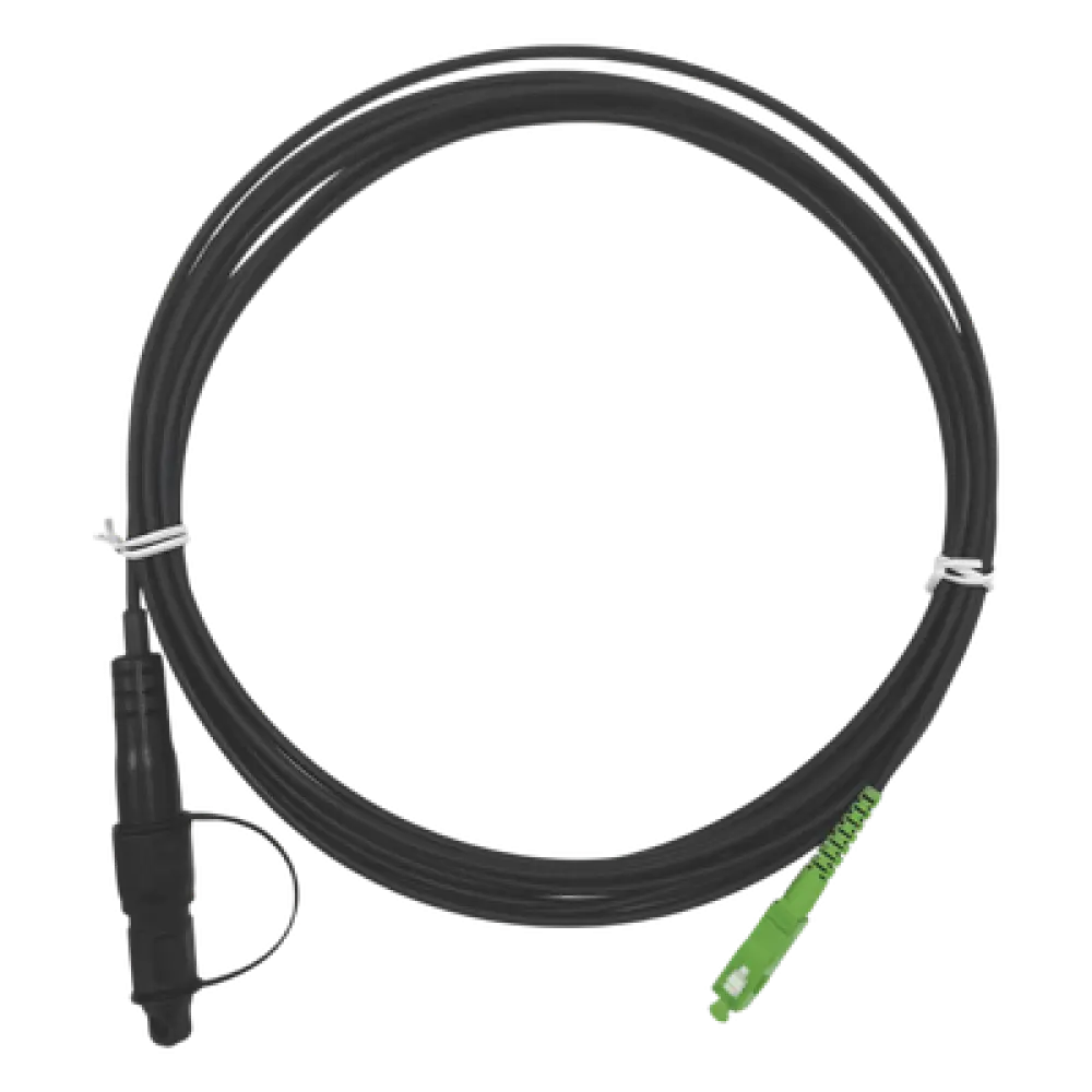 Jumper de Fibra Óptica / SC/APC a Caja FDP460 / Redondo / 5 m (16.40 ft) / Forro 3 mm / G657A2 / Negro / Simplex