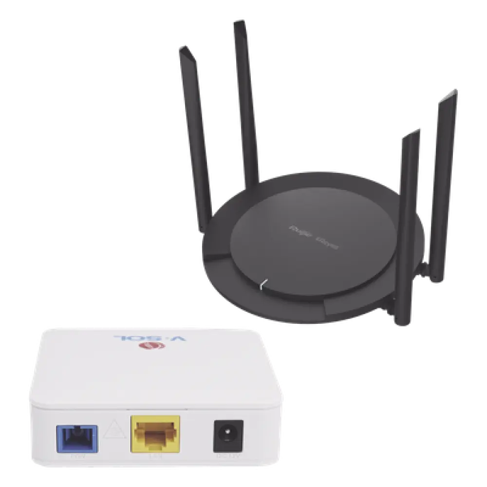 Kit ONU Bridge Dual GPON/EPON / Router Wi-Fi 4 Mesh / 4 Antenas 5 dBi / 5 Modos Operativos
