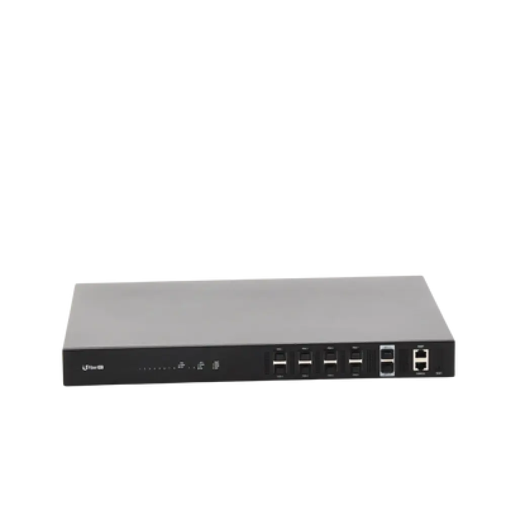 Terminal de Línea Óptica GPON / 8 Puertos SFP GPON + 2 SFP+ 10 Gbps / 1024 ONUs Concurrentes / Alcance 20 km (65,616 ft) / Triple Play / Rack 1U
