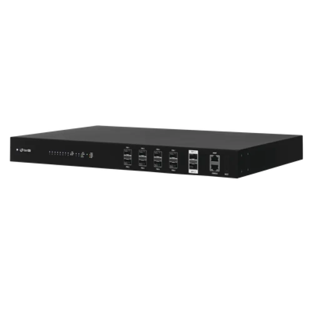 Terminal de Línea Óptica GPON / 8 Puertos SFP GPON + 2 SFP+ 10 Gbps / 1024 ONUs Concurrentes / Alcance 20 km (65,616 ft) / Triple Play / Rack 1U