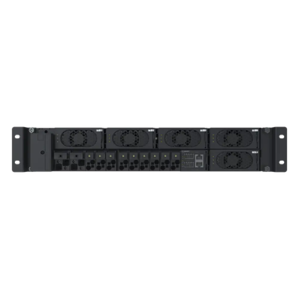 Rectificador de Telecomunicaciones / -48 VDC 200A / Entrada 220/380 VAC Trifásica / Eficiencia >96% / 2U Rack 19 pulgadas / Hot-Swap / RS485