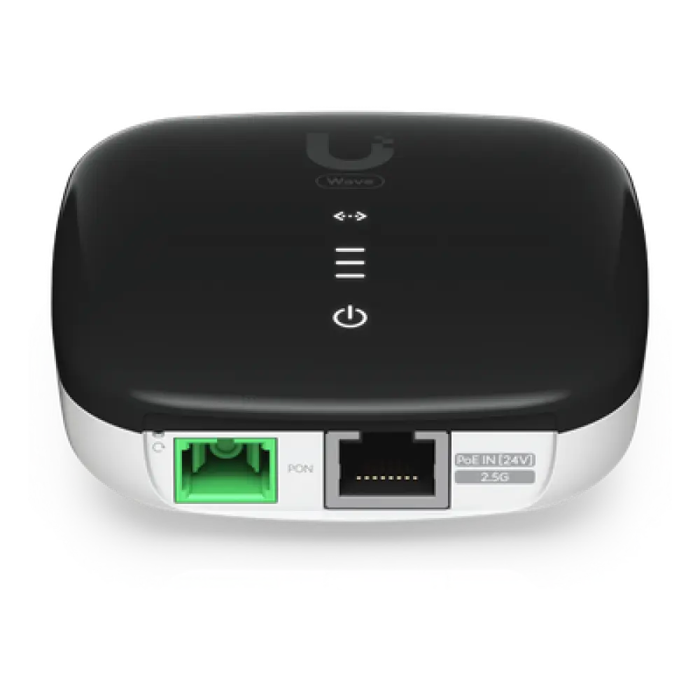 ONU GPON / 2.5 GbE RJ45 / 1.2 Gbps Upstream / 2.5 Gbps Downstream / Alcance 20 km (12.4 mi) / PoE 24 VCC