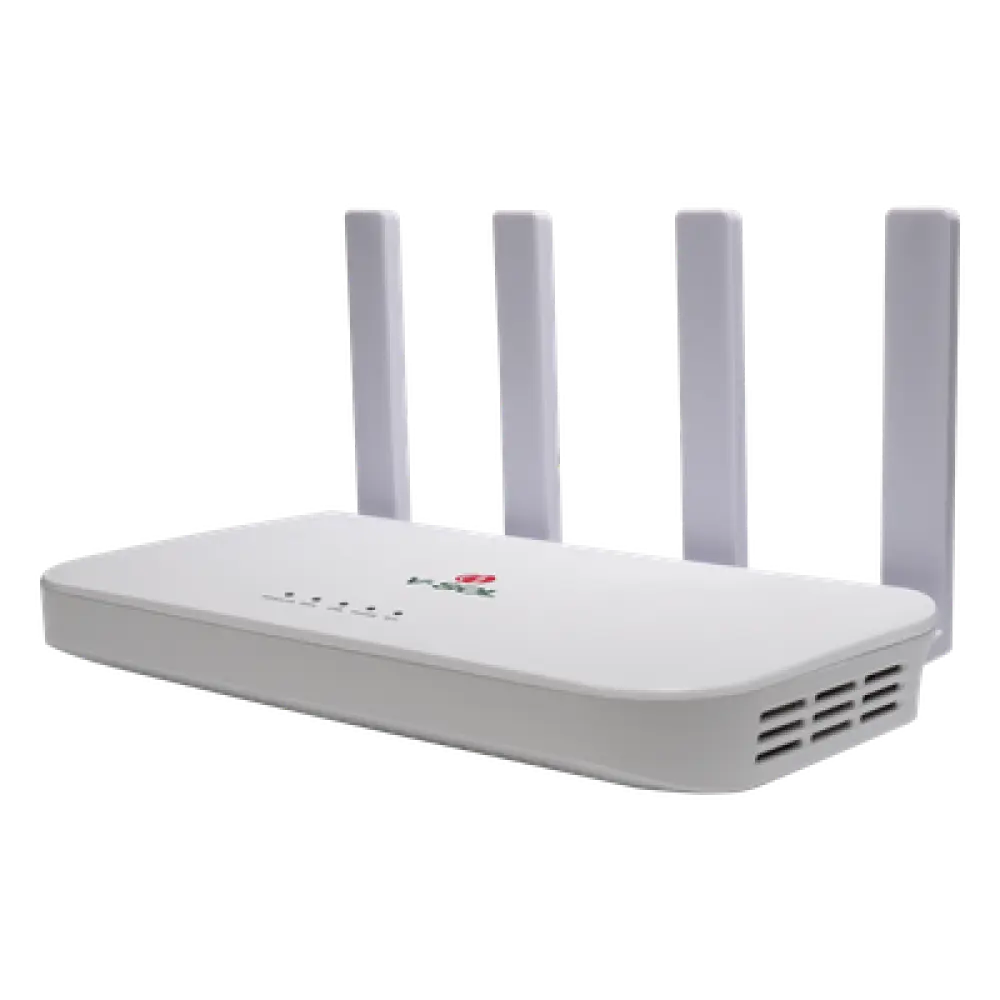 ONU XGSPON / Wi-Fi 6 / 1 Puerto RJ45 2.5 Gbps / 3 Puertos RJ45 1 Gbps / 1 FXS / 1 Puerto USB / 4 Antenas 5 dBi / 0.8 x 0.43 x 0.12 pies