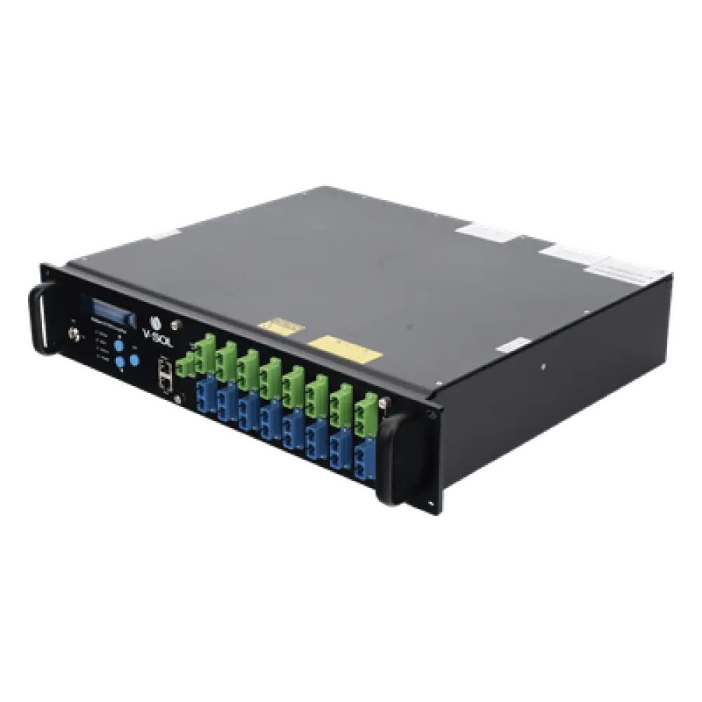 Amplificador Óptico EYDFA / 16 Puertos 1550 nm / Salida 22 dBm / GPON EPON XGS-PON / Gestión SNMP y Web