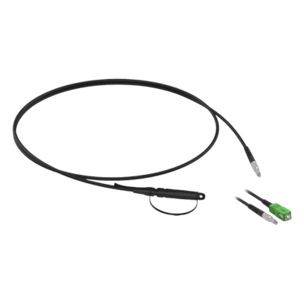 Cable Drop Óptico Preconectorizado / Conectores MH1A y SC/APC / Fibra G.657.B3 3 mm / 200 m (656.2 ft) / Resistencia 500 N / -40°C a +75°C