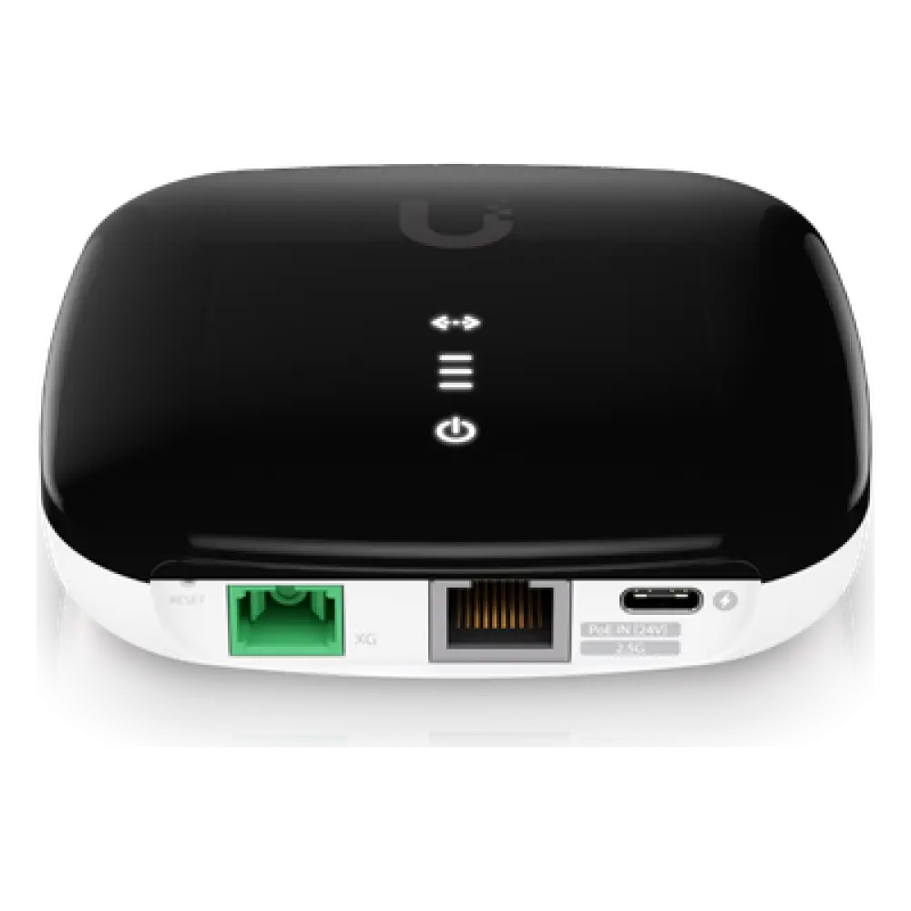 ONU XG-PON / 10 Gbps Bajada / 2.5 Gbps Subida / Alcance 20 km (12.4 mi) / SC/APC / Puerto 2.5GbE / Gestión UISP