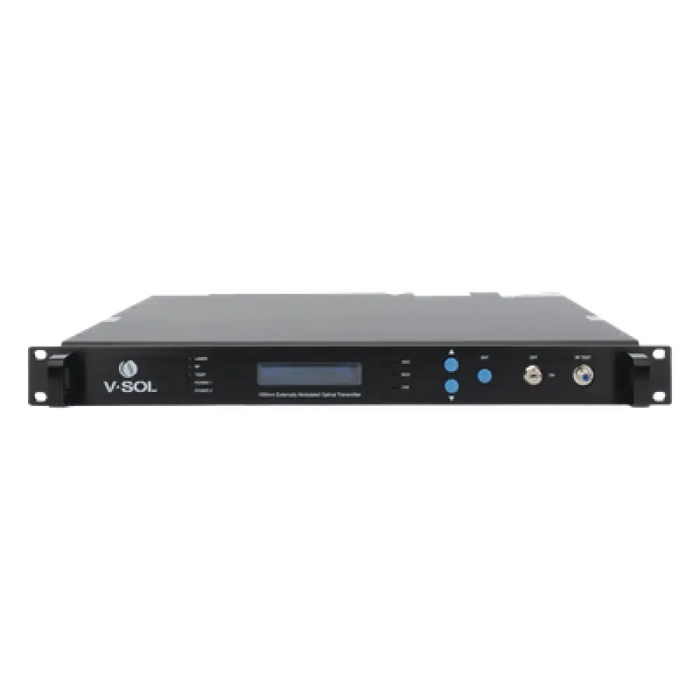 Transmisor Óptico / 1550 nm / Modulación Externa / 2 Salidas 9 dBm / DWDM / Doble Fuente de Poder