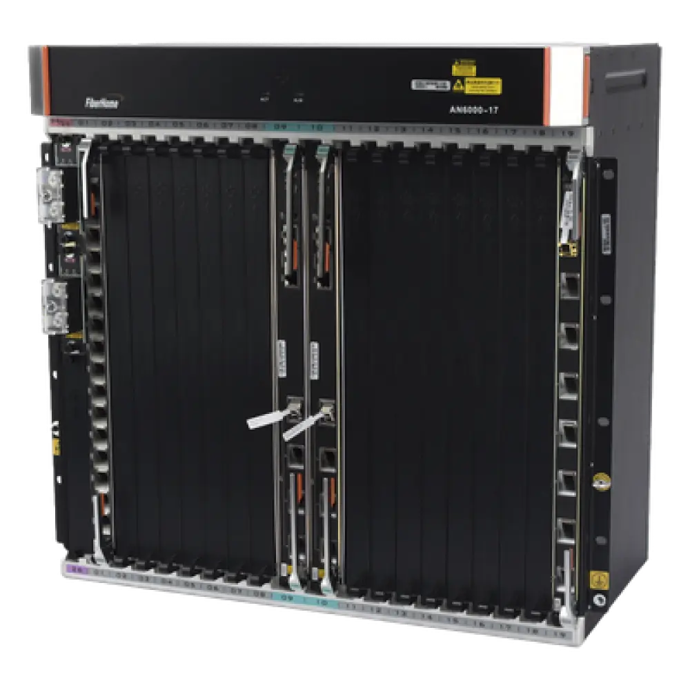 OLT Carrier Class Modular / 16 Ranuras de Servicio / 240 Puertos GPON o 120 XGPON / 6.8T Switching / 200G Slot Bandwidth / 16,000 ONTs / Rack 21"