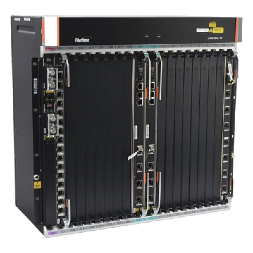 OLT Carrier Class Modular / 16 Ranuras de Servicio / 240 Puertos GPON o 120 XGPON / 6.8T Switching / 200G Slot Bandwidth / 16,000 ONTs / Rack 21"
