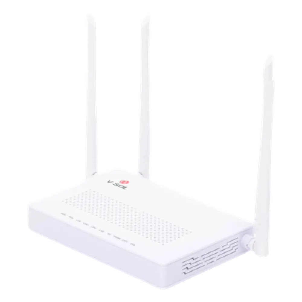 ONU Dual GPON/EPON / Wi-Fi AC Doble Banda / 4 Antenas 5 dBi / 2x LAN Gigabit / 1x FXS / 1x CATV / 12V 1A / 0 a 55°C