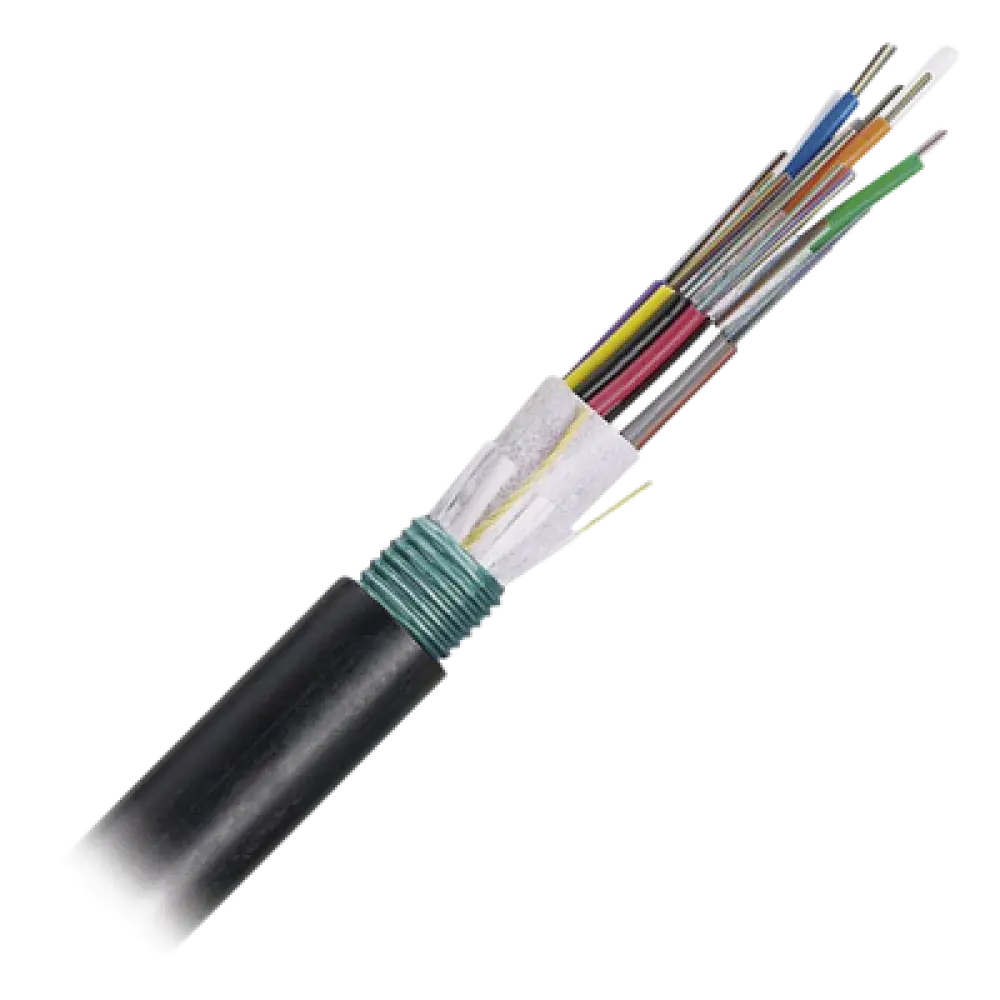Cable de Fibra Óptica / 24 Hilos / OSP Planta Externa / Armado / Monomodo OS2 / 250µm / Bloqueo de Agua Seco / Antiaplastamiento / 0.82 pies