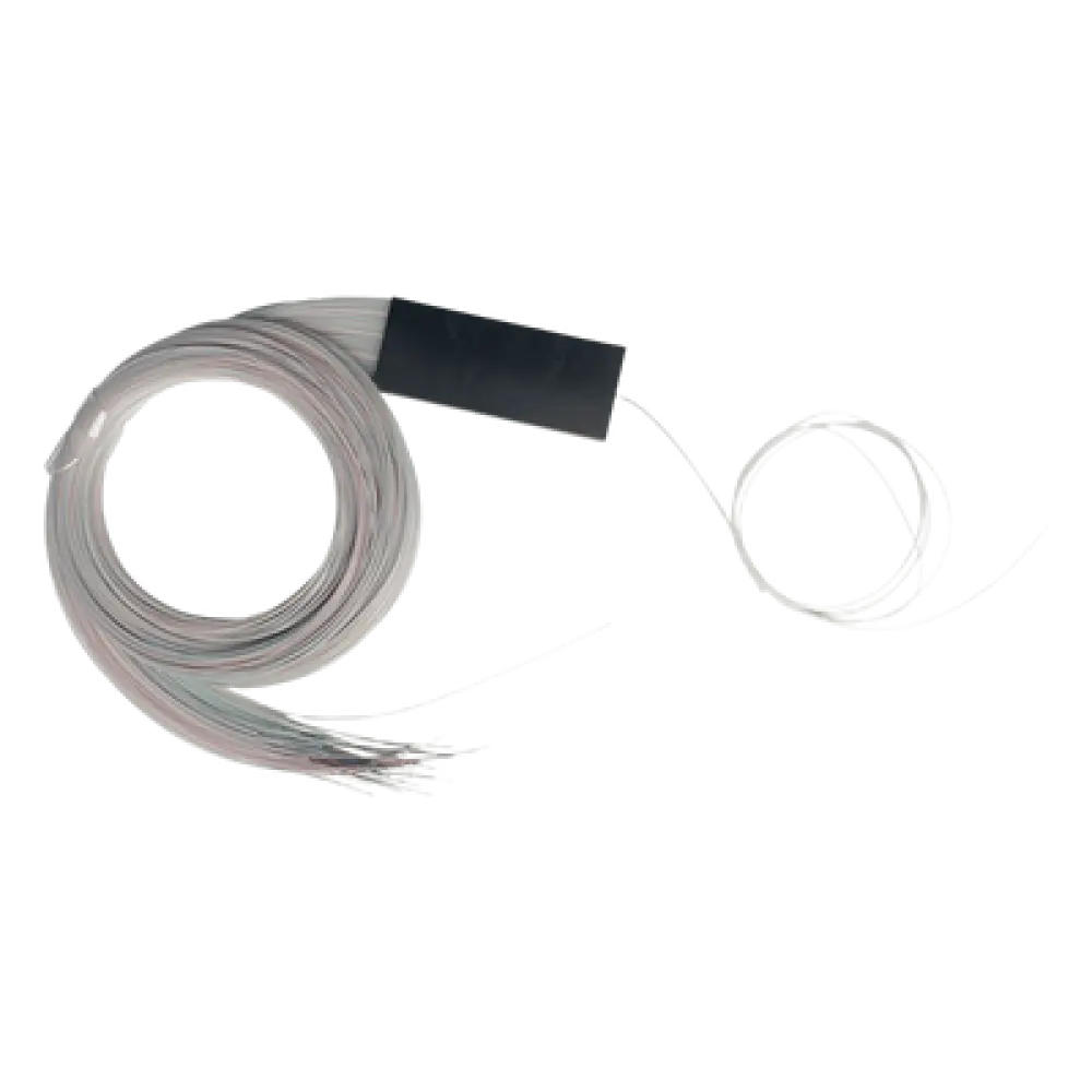 Divisor Óptico PLC / 1x64 / Fusión sin Conectores / Longitud de Onda 1260~1650 nm / Pérdida de Inserción 20.2 dB / Rango -40 a 85°C