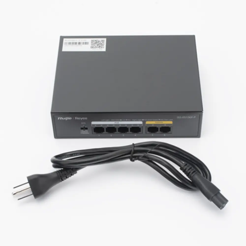 Switch PoE+ / 6 Puertos 10/100 Mbps / 54W PoE Total / No Administrable / Sin Ventilador