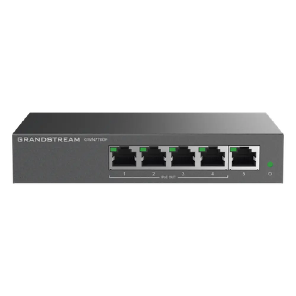 Switch PoE+ Gigabit No Administrable / 5 puertos / 4 puertos PoE+ 30W / 60W total / 10 Gbps