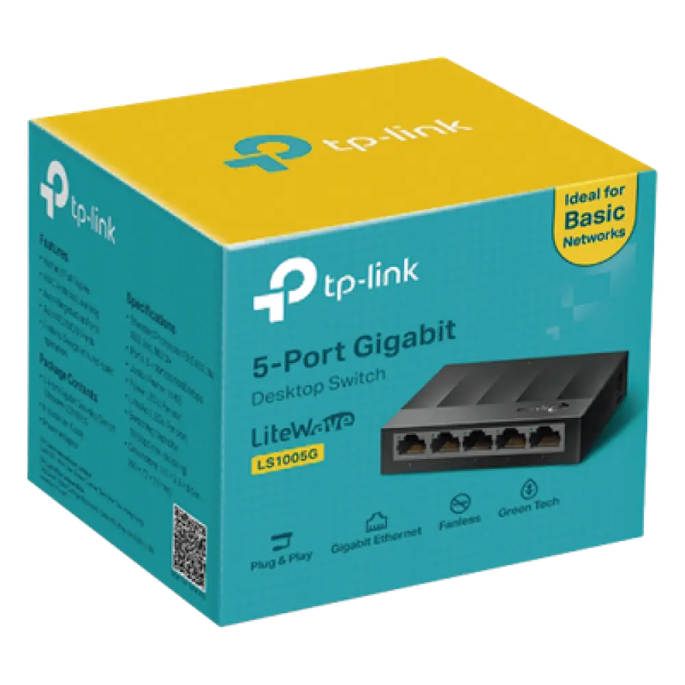 Switch / 5 Puertos Gigabit / 10 Gbps / Fanless / 3.5×2.8×0.9 in