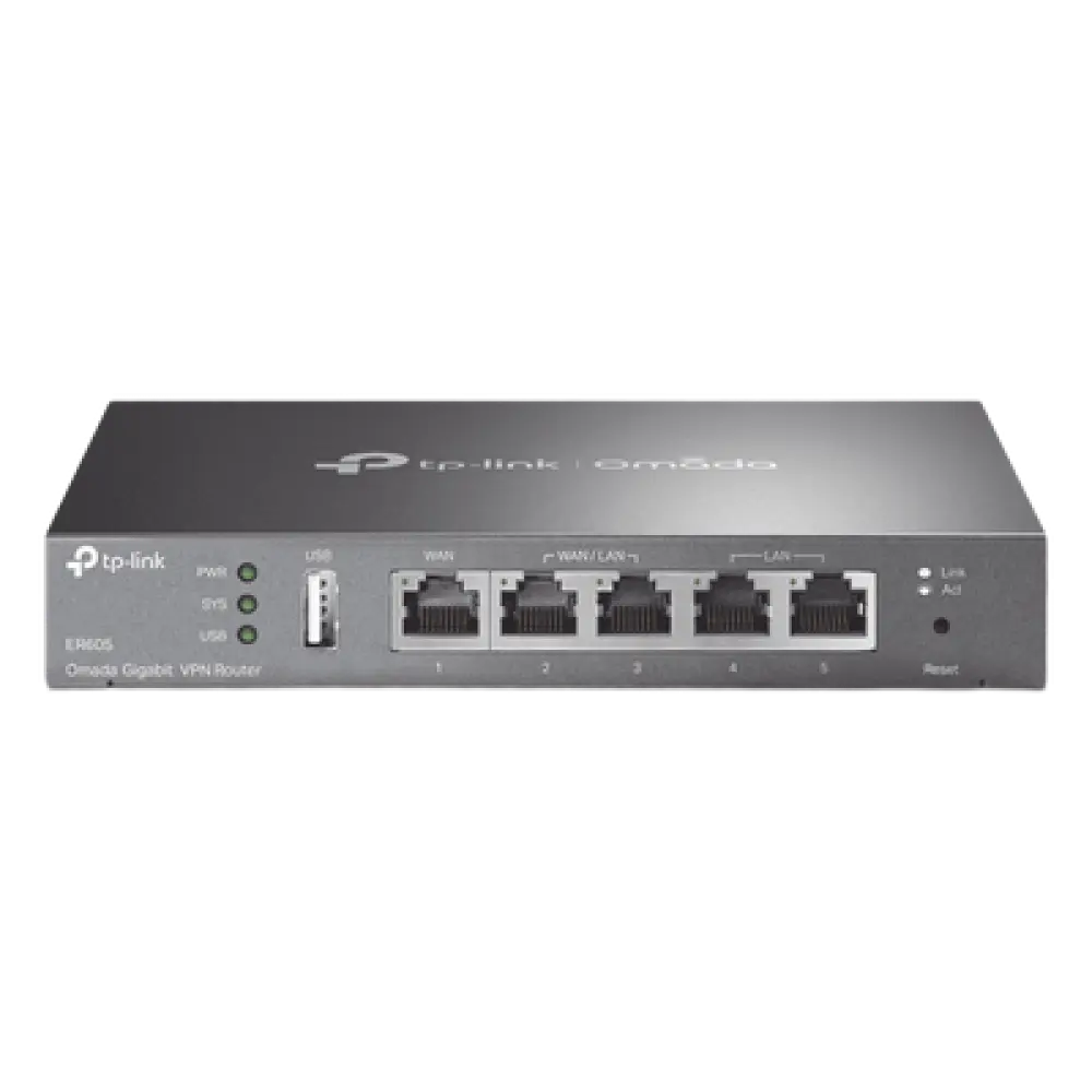 Router Gigabit Multi-WAN / 5 Puertos Gigabit / 150,000 Sesiones Concurrentes / 16 Túneles VPN IPsec / USB 2.0 / Controlador SDN Omada