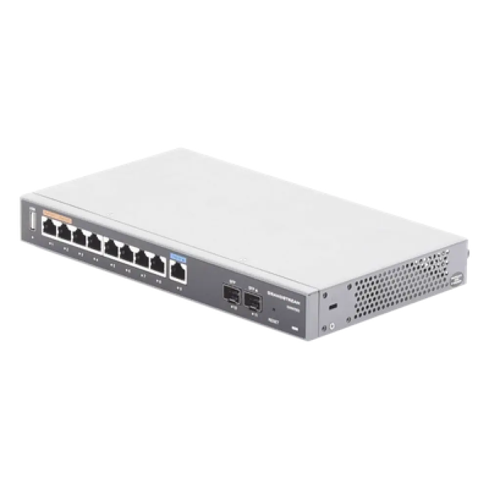 Router Gigabit VPN / Balanceador de cargas / 60,000 sesiones NAT / 9 puertos RJ45 Gigabit + 2 puertos SFP / PoE entrada y salida / Compatible con GWN Cloud