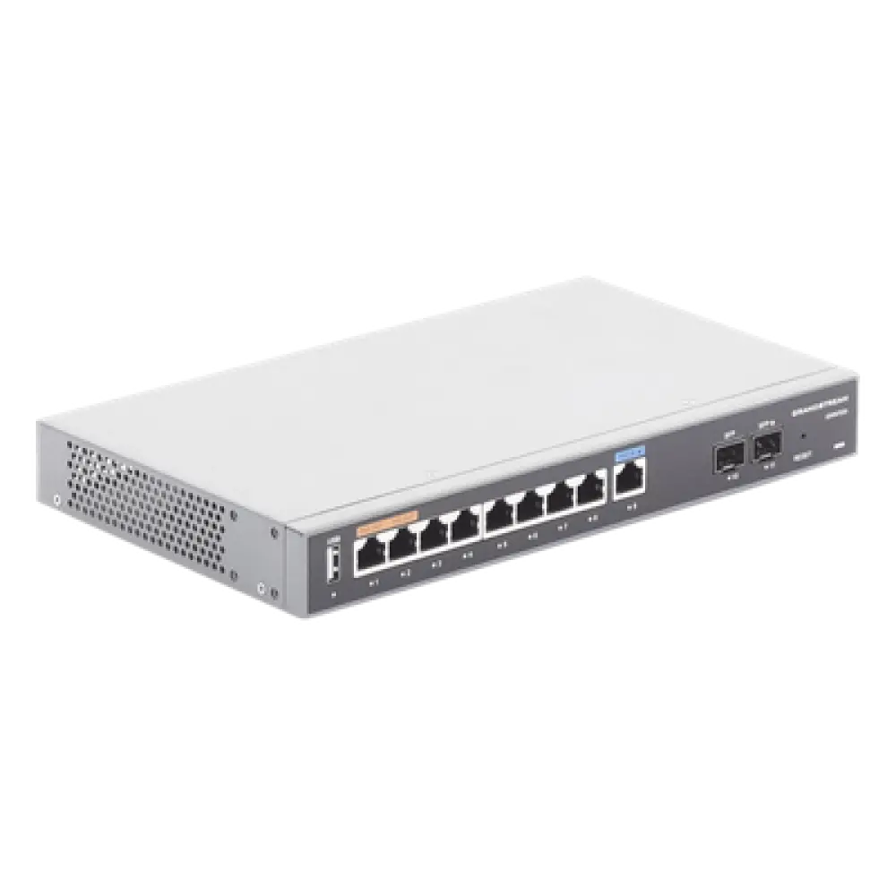 Router Gigabit VPN / Balanceador de cargas / 60,000 sesiones NAT / 9 puertos RJ45 Gigabit + 2 puertos SFP / PoE entrada y salida / Compatible con GWN Cloud