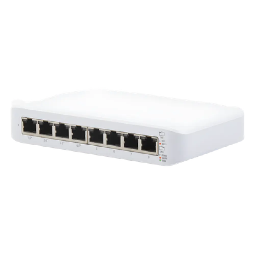 Switch Administrable PoE / 8 Puertos Gigabit / 4 Puertos PoE+ 802.3at / 52 W / 8 Gbps / Compacto