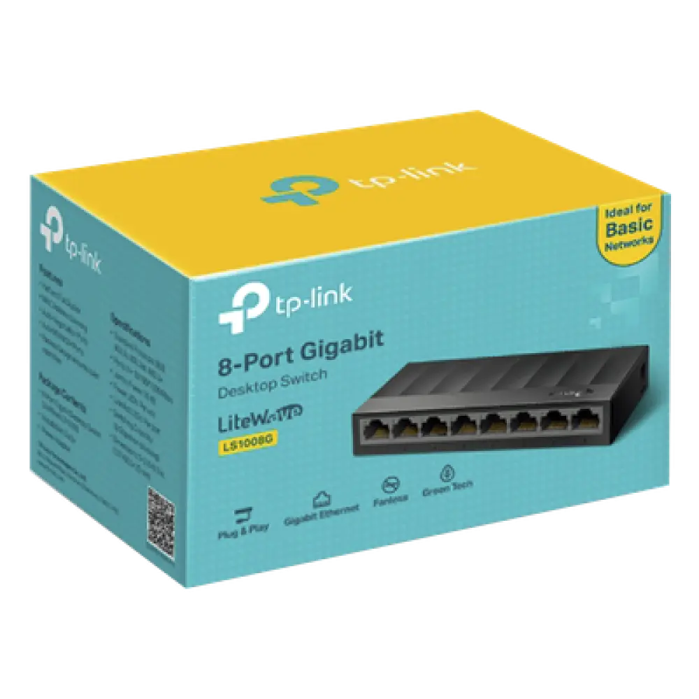 Switch de escritorio / 8 puertos Gigabit / 16 Gbps capacidad de conmutación / Fanless / 4.89W máximo