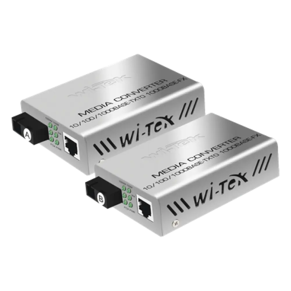 Convertidor de Medios / Alcance 20 km / 1 Puerto SC/UPC 1000 Mbps / 1 Puerto RJ45 1000 Mbps / Longitud de Onda Tx 1310nm Rx 1550nm / Par A y B
