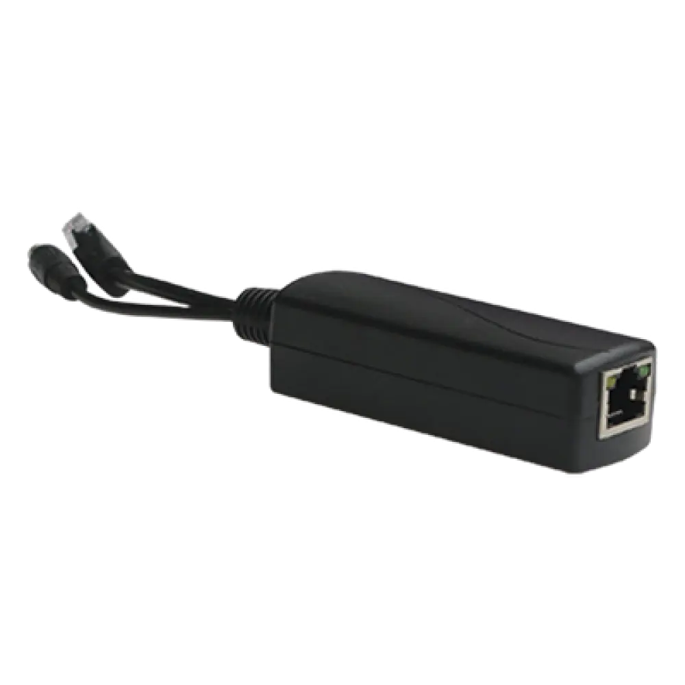Splitter PoE / Entrada 802.3af/at 30W / Salida 12 Vcc 2A / Puerto 10/100 Mbps / Protección 6 kV / -40 a 80°C