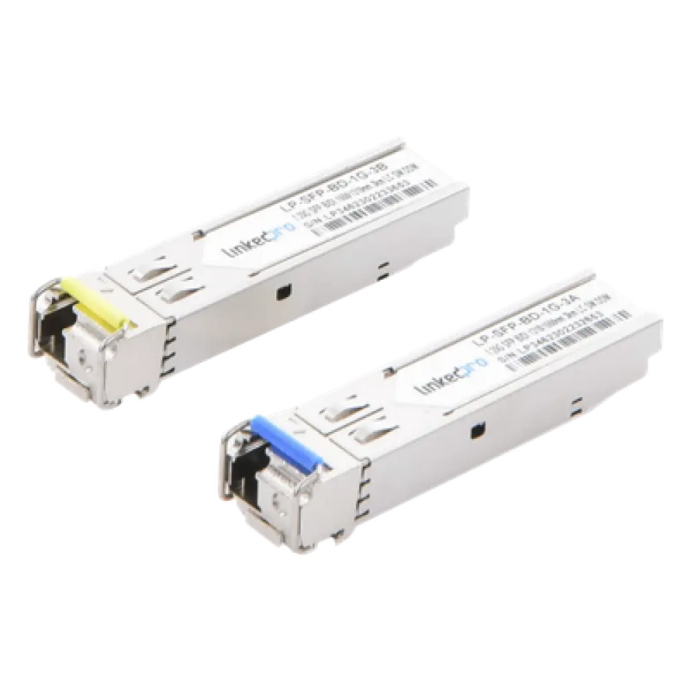 Transceptor Óptico SFP Bidireccional / 1.25 Gbps / Monomodo 3 km (9842.5 ft) / 1310 & 1550 nm / LC/UPC Simplex / DDM / Hot-Plug / 2 Piezas